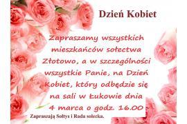 <b>GM. CZERSK. DZIEŃ KOBIET W SOŁECTWIE ZŁOTOWO - ZAPROSZENIE</b>