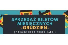 <b>ROBUS<br>SPRZEDAŻ BILETÓW MIESIĘCZNYCH NA GRUDZIEŃ 2023 (TERMINARZ) - 15 LAT RAZEM Z WAMI, DZIĘKUJEMY!</b>