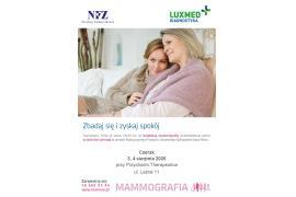 <b>Wznowienie bezpłatnych badań mammograficznych. W Czersku <br>3 i 4 sierpnia (TERMINARZ)</b>