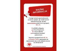 <b>POW. CHOJNICKI. Ważny komunikat dla krwiodawców - wstrzymany pobór krwi</b>