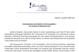 <b>Pomorscy samorządowcy za porozumieniem w sprawie budżetu UE. Napisali list do obywateli</b>