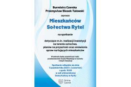 <b>BURMISTRZ CZERSKA ZAPRASZA MIESZAŃCÓW SOŁECTWA RYTEL NA SPOTKANIE </b>