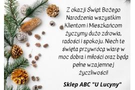 <b>ŻYCZENIA ŚWIĄTECZNE<br>od Sklepu ABC `U Lucyny`</b>