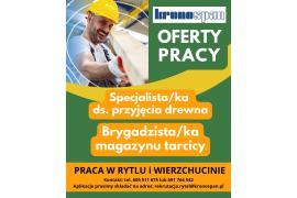 <b>KB Sp. z o.o. - PRACA W RYTLU i WIERZCHUCINIE (OFERTY). - Specjalista/ka ds. przyjęcia drewna, Brygadzista/ka magazynu tarcicy</b>