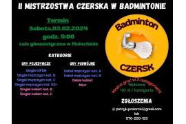 <b> GM. CZERSK. II Mistrzostwa Czerska w Badmintonie - zgłosiła się rekordowa liczba zawodników - ZAPRASZAMY KIBICÓW </b>