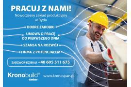 <b>KB Sp. z o.o.  - PRACA W RYTLU (OFERTY). Brygadzistę Działu Produkcji, Przedstawiciela handlowego, Automatyka/Mechanika, Specjalistę ds. przyjęcia drewna i Operatora wózka widłowego </b>