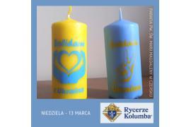 <b>Rozprowadzanie świec po wszystkich Mszach Świętych w Czersku – pomoc dla uchodźców z Ukrainy</b>