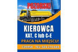 <b> CZERSK. POZORSKI. OFERTA PRACY - KIEROWCA KAT. C lub C+E </b>