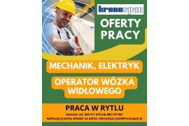 <b>KB Sp. z o.o.  - PRACA W RYTLU (OFERTY).  OPERATOR WÓZKA WIDŁOWEGO, ELEKTRYK, MECHANIK</b>