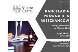 <b> CZERSK. Nieodpłatna pomoc prawna dla mieszkańców (ZAPISY) </b>