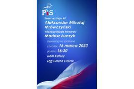 <b>GM. CZERSK. SPOTKANIE Z POSŁEM ORAZ WICEWOJEWODĄ - ŁĄG, 16 MARCA - ZAPROSZENIE</b>