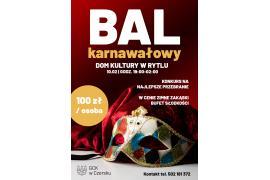 <b> GM. CZERSK. BAL KARNAWAŁOWY W DOMU KULTURY W RYTLU - ZAPROSZENIE </b>