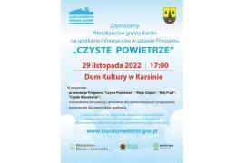 <b>GM. KARSIN. Spotkanie informacyjne dot. Programu `Czyste Powietrze` </b>