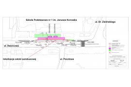 <b>Układ drogowy centrum Czerska - lokalizacja zatoki autobusowej na ul. Dworcowej (MAPA)</b>