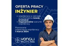 <b>FIRMA YONGLI POLSKA<br>OFERTA PRACY<br> INŻYNIER</b>